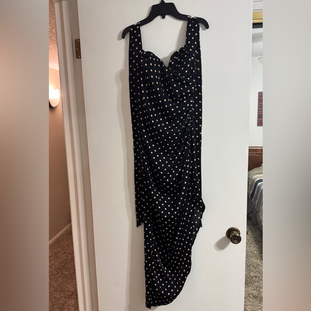 MABLE Black Dress with Gold Polka Dots